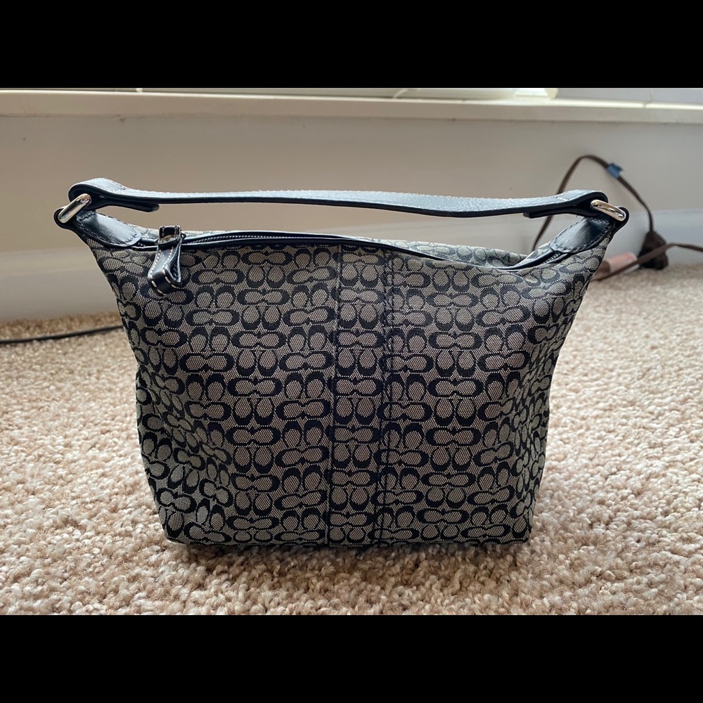 Gray & Black Coach mini bucket bag